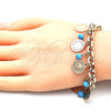 Oro Laminado Charm Bracelet, Gold Filled Style with Turquoise Crystal, Polished, Golden Finish, 03.331.0120.08 (07 MM Thickness, 8 Inches Length)