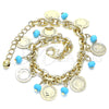 Oro Laminado Charm Bracelet, Gold Filled Style with Turquoise Crystal, Polished, Golden Finish, 03.331.0120.08 (07 MM Thickness, 8 Inches Length)