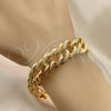 Oro Laminado Basic Bracelet, Gold Filled Style Diamond Cutting Finish, Golden Finish, 03.331.0123.09 (12 MM Thickness, 9 Inches Length)