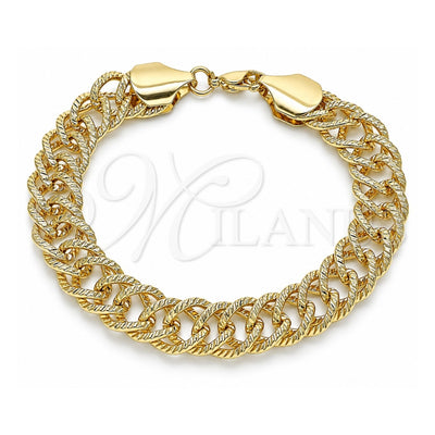 Oro Laminado Basic Bracelet, Gold Filled Style Diamond Cutting Finish, Golden Finish, 03.331.0123.09 (12 MM Thickness, 9 Inches Length)