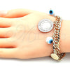 Oro Laminado Charm Bracelet, Gold Filled Style Evil Eye Design, Polished, Golden Finish, 03.331.0126.08 (09 MM Thickness, 8 Inches Length)