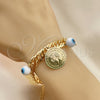 Oro Laminado Charm Bracelet, Gold Filled Style Evil Eye Design, Polished, Golden Finish, 03.331.0126.08 (09 MM Thickness, 8 Inches Length)