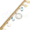Oro Laminado Charm Bracelet, Gold Filled Style Evil Eye Design, Polished, Golden Finish, 03.331.0126.08 (09 MM Thickness, 8 Inches Length)