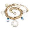 Oro Laminado Charm Bracelet, Gold Filled Style Evil Eye Design, Polished, Golden Finish, 03.331.0126.08 (09 MM Thickness, 8 Inches Length)