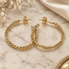 Oro Laminado Stud Earring, Gold Filled Style Curb Design, Polished, Golden Finish, 02.163.0141