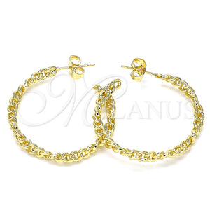 Gold Filled Ring — Stud Earring Curb Design Polished 02. — main product view — SKU 140789 | Oro Laminado anillo — Stud Earring Curb diseño pulido 02. — SKU 140789