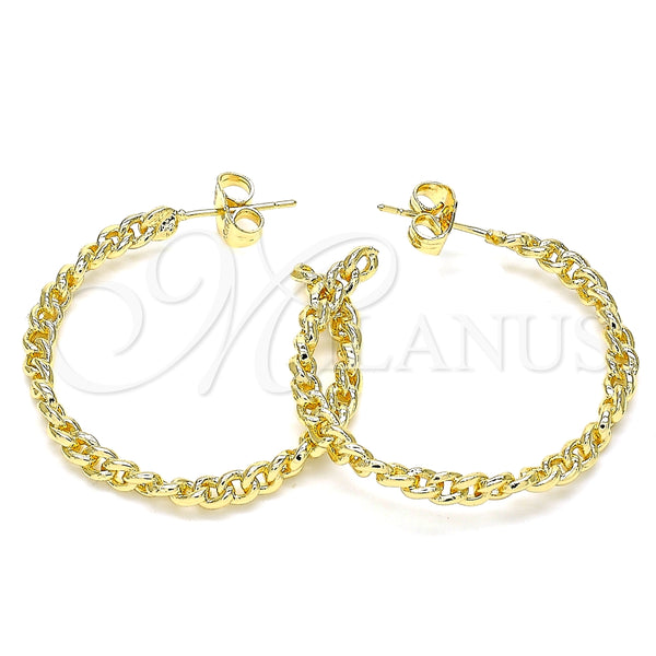 Gold Filled Ring — Stud Earring Curb Design Polished 02. — main product view — SKU 140789 | Oro Laminado anillo — Stud Earring Curb diseño pulido 02. — SKU 140789