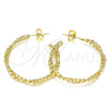Oro Laminado Stud Earring, Gold Filled Style Curb Design, Polished, Golden Finish, 02.163.0141