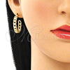 Oro Laminado Stud Earring, Gold Filled Style Curb Design, Polished, Golden Finish, 02.163.0142
