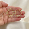 Oro Laminado Stud Earring, Gold Filled Style Paperclip Design, Polished, Golden Finish, 02.163.0143