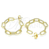 Oro Laminado Stud Earring, Gold Filled Style Paperclip Design, Polished, Golden Finish, 02.163.0143