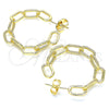 Oro Laminado Stud Earring, Gold Filled Style Paperclip Design, Polished, Golden Finish, 02.163.0143