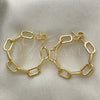 Oro Laminado Stud Earring, Gold Filled Style Paperclip Design, Polished, Golden Finish, 02.163.0143