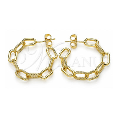 Oro Laminado Stud Earring, Gold Filled Style Paperclip Design, Polished, Golden Finish, 02.163.0143
