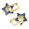 Oro Laminado Huggie Hoop, Gold Filled Style Star and Paperclip Design, with Sapphire Blue Cubic Zirconia, Polished, Golden Finish, 02.210.0470.2.12