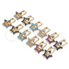 Oro Laminado Huggie Hoop, Gold Filled Style Star and Paperclip Design, with Black Cubic Zirconia, Polished, Golden Finish, 02.210.0470.4.12