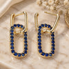 Oro Laminado Huggie Hoop, Gold Filled Style Paperclip Design, with Sapphire Blue Cubic Zirconia, Polished, Golden Finish, 02.210.0471.2.12