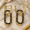 Oro Laminado Huggie Hoop, Gold Filled Style Paperclip Design, with Black Cubic Zirconia, Polished, Golden Finish, 02.210.0471.4.12