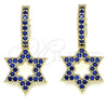 Oro Laminado Huggie Hoop, Gold Filled Style Star of David Design, with Sapphire Blue Micro Pave, Polished, Golden Finish, 02.210.0472.3.15