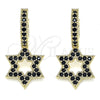 Oro Laminado Huggie Hoop, Gold Filled Style Star of David Design, with Black Micro Pave, Polished, Golden Finish, 02.210.0472.5.15