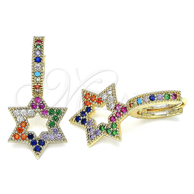 Gold Filled Hoop Earrings — Huggie Hoop Judaica and Star of David Design for wholesale, main product view