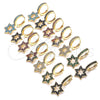Oro Laminado Huggie Hoop, Gold Filled Style Star of David Design, with Multicolor Micro Pave, Polished, Golden Finish, 02.210.0472.6.15