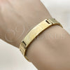 Stainless Steel Solid Bracelet, Greek Key Design, Polished, Golden Finish, 03.114.0342.1.08 (12 MM Thickness, 8 Inches Length)