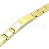 Stainless Steel Solid Bracelet, Greek Key Design, Polished, Golden Finish, 03.114.0342.1.08 (12 MM Thickness, 8 Inches Length)