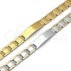 Stainless Steel Solid Bracelet, Greek Key Design, Polished, Golden Finish, 03.114.0342.1.08 (12 MM Thickness, 8 Inches Length)