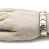 Stainless Steel Solid Bracelet, Polished, Two Tone, 03.114.0284.1.08 (14 MM Thickness, 8 Inches Length)