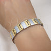 Stainless Steel Solid Bracelet, Polished, Two Tone, 03.114.0284.1.08 (14 MM Thickness, 8 Inches Length)