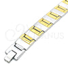 Stainless Steel Solid Bracelet, Polished, Two Tone, 03.114.0284.1.08 (14 MM Thickness, 8 Inches Length)