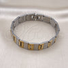 Stainless Steel Solid Bracelet, Polished, Two Tone, 03.114.0284.1.08 (14 MM Thickness, 8 Inches Length)