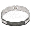 Stainless Steel Solid Bracelet, Greek Key Design, Polished, Two Tone, 03.114.0219.3.09