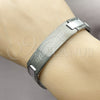 Stainless Steel Solid Bracelet, Greek Key Design, Polished, Two Tone, 03.114.0219.3.09 (14 MM Thickness, 9 Inches Length)