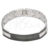 Stainless Steel Solid Bracelet, Greek Key Design, Polished, Two Tone, 03.114.0219.3.09 (14 MM Thickness, 9 Inches Length)