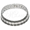 Stainless Steel Solid Bracelet, Greek Key Design, Polished, Two Tone, 03.114.0307.1.08 (13 MM Thickness, 8 Inches Length)