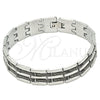 Stainless Steel Solid Bracelet, Greek Key Design, Polished, Two Tone, 03.114.0218.2.09