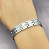 Stainless Steel Solid Bracelet, Greek Key Design, Polished, Two Tone, 03.114.0218.2.09 (14 MM Thickness, 9 Inches Length)