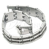 Stainless Steel Solid Bracelet, Greek Key Design, Polished, Two Tone, 03.114.0218.2.09 (14 MM Thickness, 9 Inches Length)