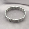 Stainless Steel Solid Bracelet, Greek Key Design, Polished, Two Tone, 03.114.0218.2.09 (14 MM Thickness, 9 Inches Length)