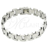 Stainless Steel Solid Bracelet, Polished, Steel Finish, 03.114.0300.2.09 (14 MM Thickness, 9 Inches Length)