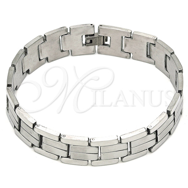 Stainless Steel Solid Bracelet, Polished, Steel Finish, 03.114.0256.3.09 (14 MM Thickness, 9 Inches Length)
