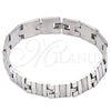 Stainless Steel Solid Bracelet, Polished, Steel Finish, 03.114.0257.2.09 (13 MM Thickness, 9 Inches Length)