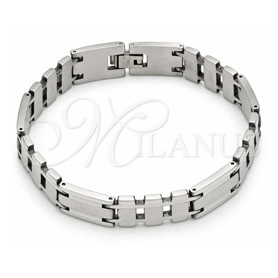 Stainless Steel Solid Bracelet, Polished, Steel Finish, 03.114.0311.2.09 (12 MM Thickness, 9 Inches Length)