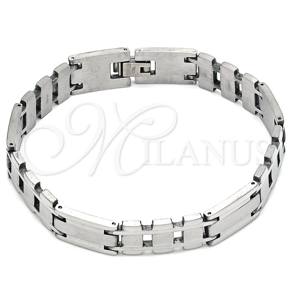 Stainless Steel Solid Bracelet, Polished, Steel Finish, 03.114.0311.2.09 (12 MM Thickness, 9 Inches Length)