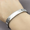Stainless Steel Solid Bracelet, Greek Key Design, Polished, Steel Finish, 03.114.0342.3.08 (12 MM Thickness, 8 Inches Length)