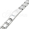 Stainless Steel Solid Bracelet, Greek Key Design, Polished, Steel Finish, 03.114.0342.3.08 (12 MM Thickness, 8 Inches Length)