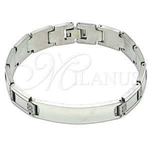Stainless Steel Bracelet — Solid Bracelet Greek Key Design Polished 03. 12 — main product view — SKU 140866 | Acero Inoxidable brazalete — Solid Bracelet Greek Key diseño pulido 03. 12 — SKU 140866