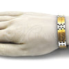 Stainless Steel Solid Bracelet, Polished, Two Tone, 03.114.0360.09 (12 MM Thickness, 9 Inches Length)